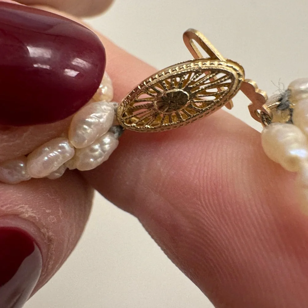 Elegant Freshwater Seed Pearls and 14K Yellow Gold Beaded Necklace